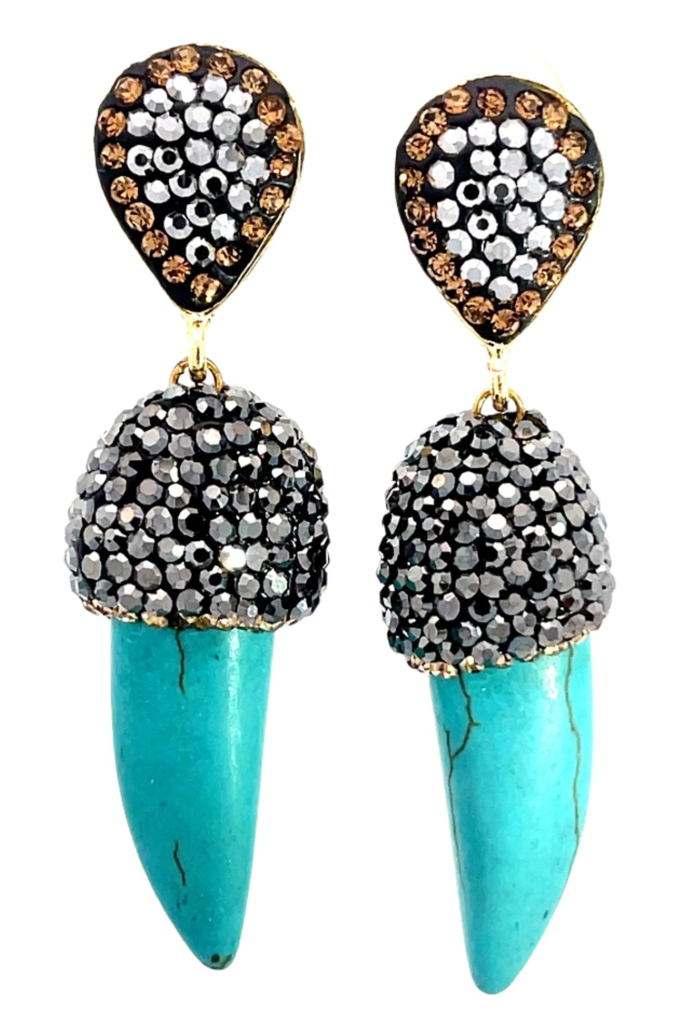 Turqouise Mini Horn Crystal Earring - Born To Glam Born To Glam