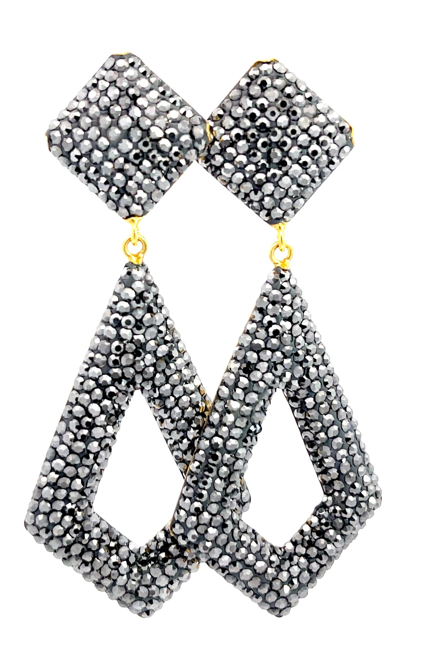 Diamond Shaped Crystal 925 Sterling Silver Statement Earring - Born To Glam Born To Glam