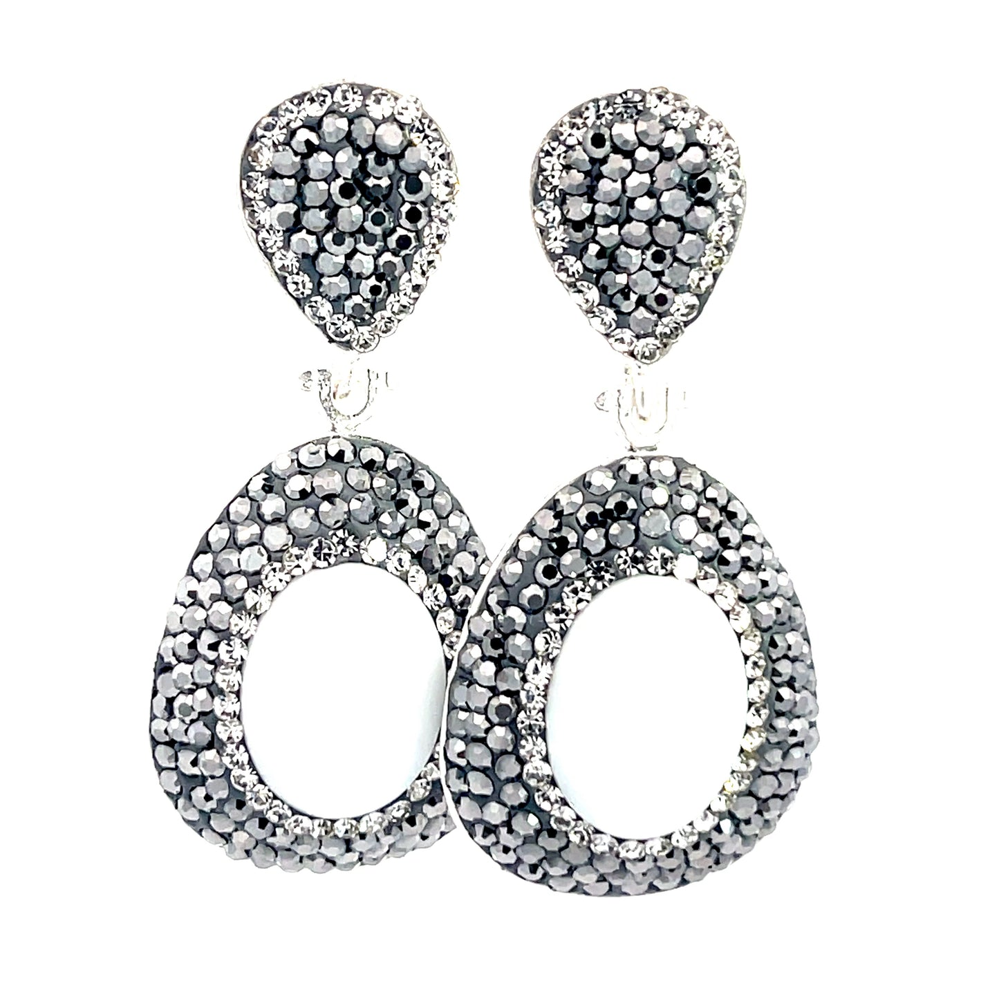 White Agate Silver & Hematite Crystal Drop Earring - Born To Glam Born To Glam