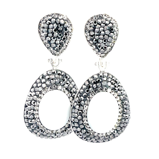 White Agate Silver & Hematite Crystal Drop Earring - Born To Glam Born To Glam