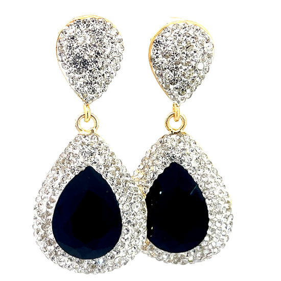 Onxy & Silver Crystal Drop Earring - Born To Glam Born To Glam