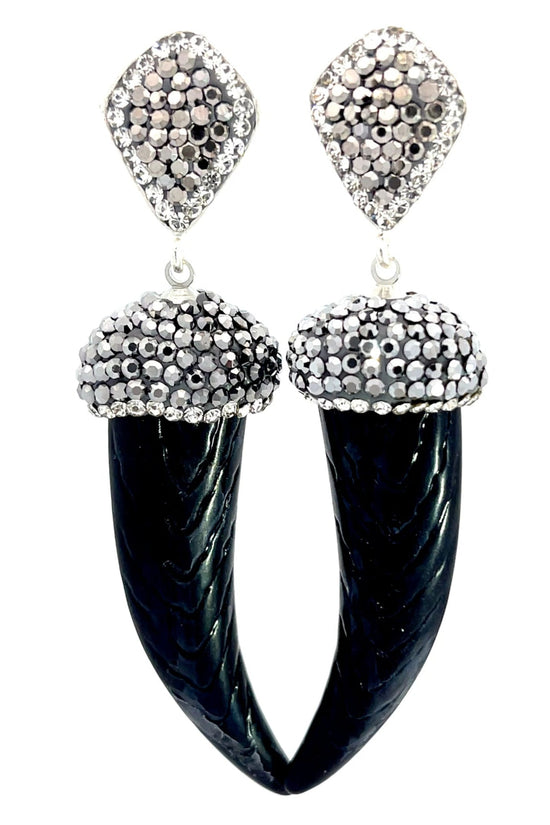 Horn Crystal Dangle Earring - Born To Glam Born To Glam
