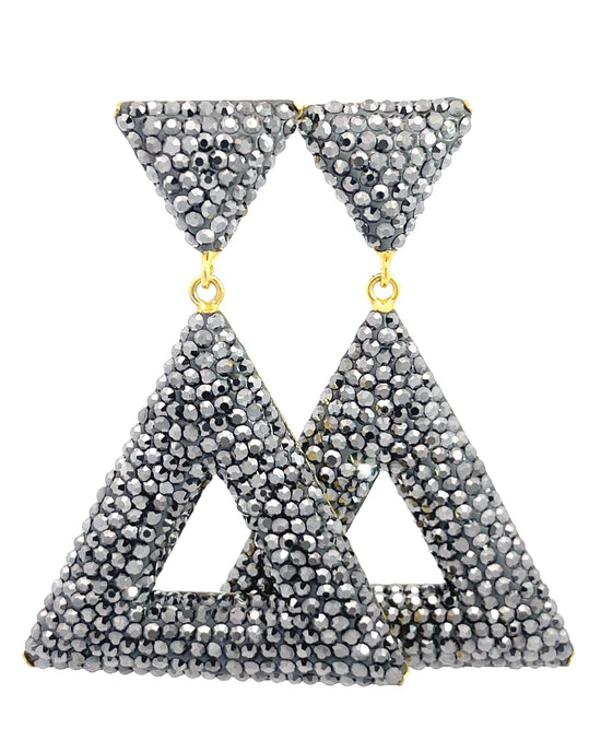Triangle Crystal 925 Sterling Silver Dangle Earring - Born To Glam Born To Glam