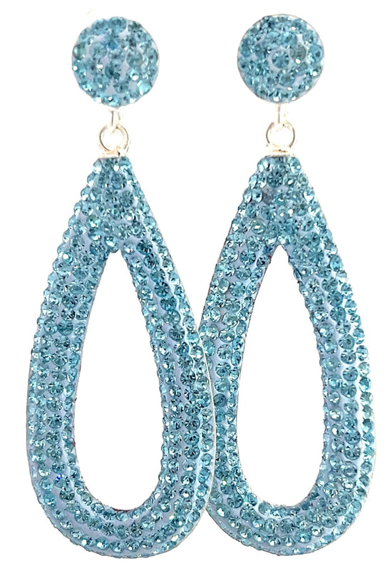 Sleek Open Teardrop Crystal 925 Sterling Silver Earring - Born To Glam Born To Glam