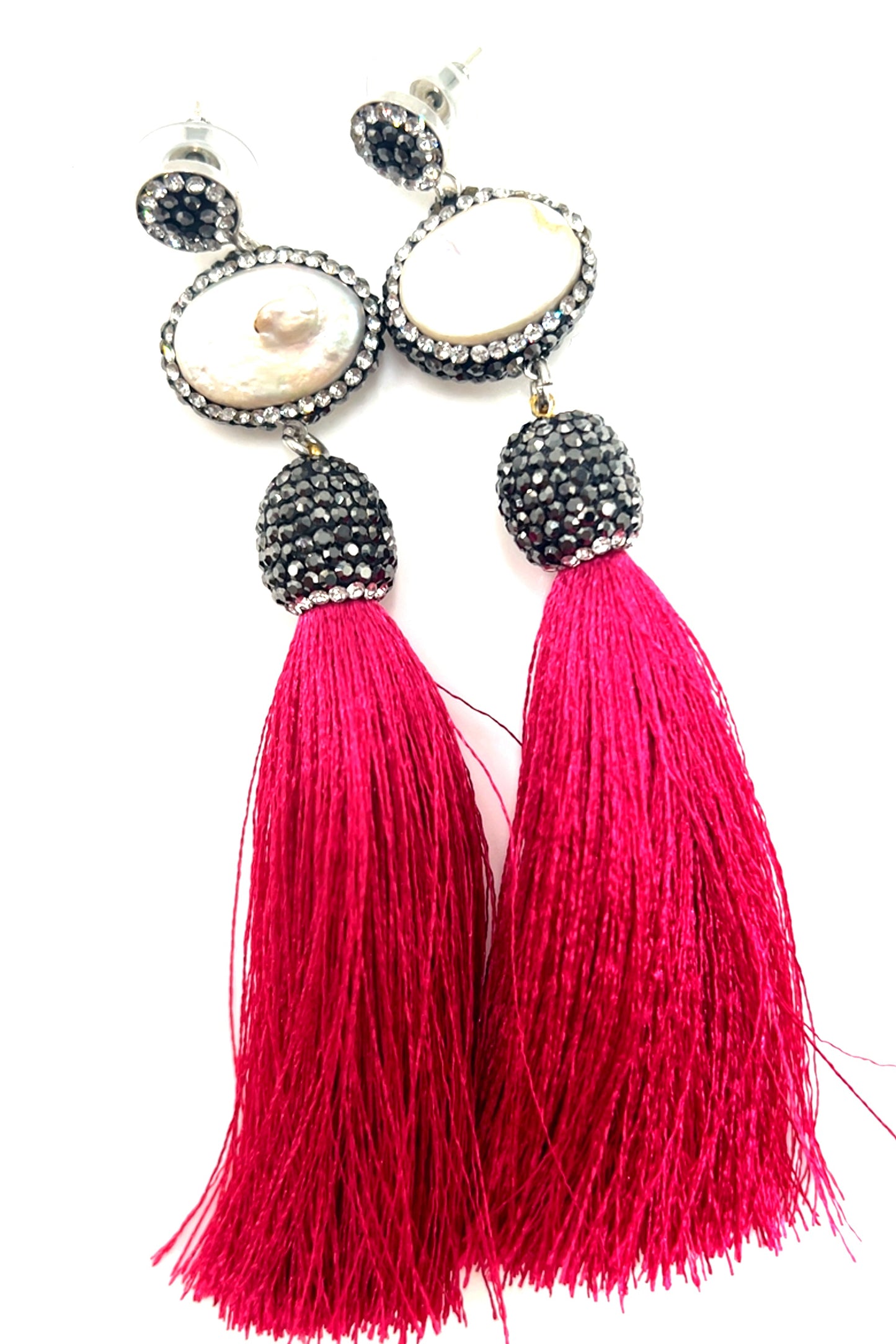 Baroque Pearl 925 Sterling Silver Tassel Earrings - Born To Glam Born To Glam