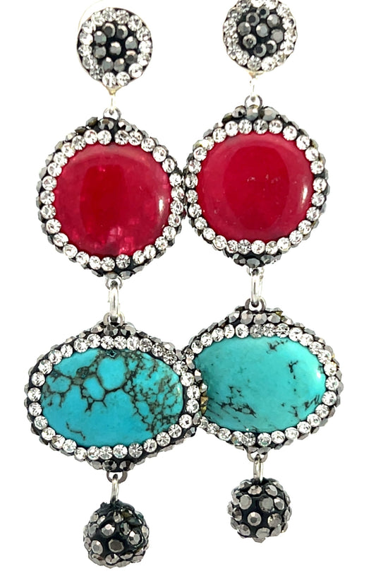 Agate & Turquoise 925 Sterling Silver Earring - Born To Glam Born To Glam