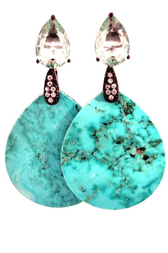 Turquoise Cubic Drop Earring - Born To Glam Born To Glam