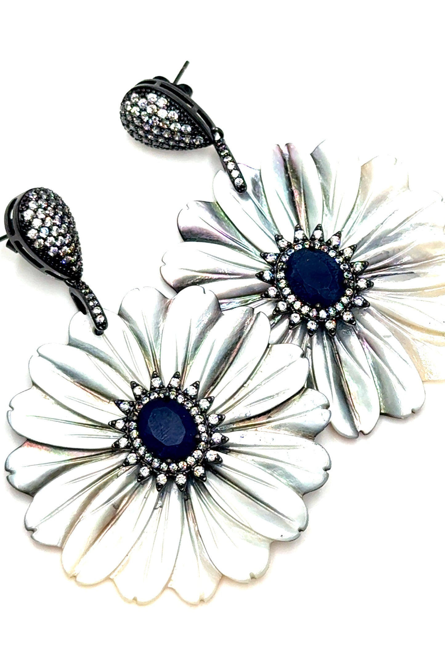 Carved Mother Of Pearl Floral Statement Earring - Born To Glam Born To Glam