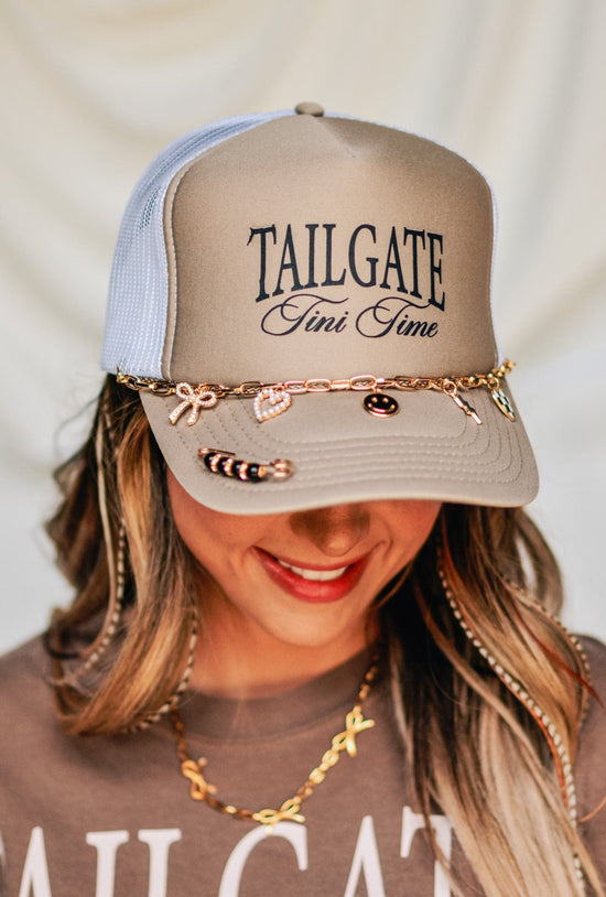 Tailgate Tini Time Khaki/White Trucker - Born To Glam Born To Glam