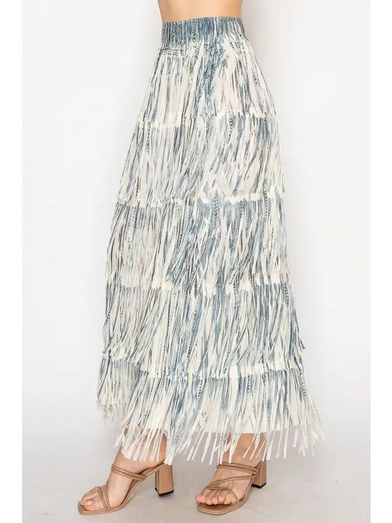 Star Print Fringe Skirt - Born To Glam Born To Glam