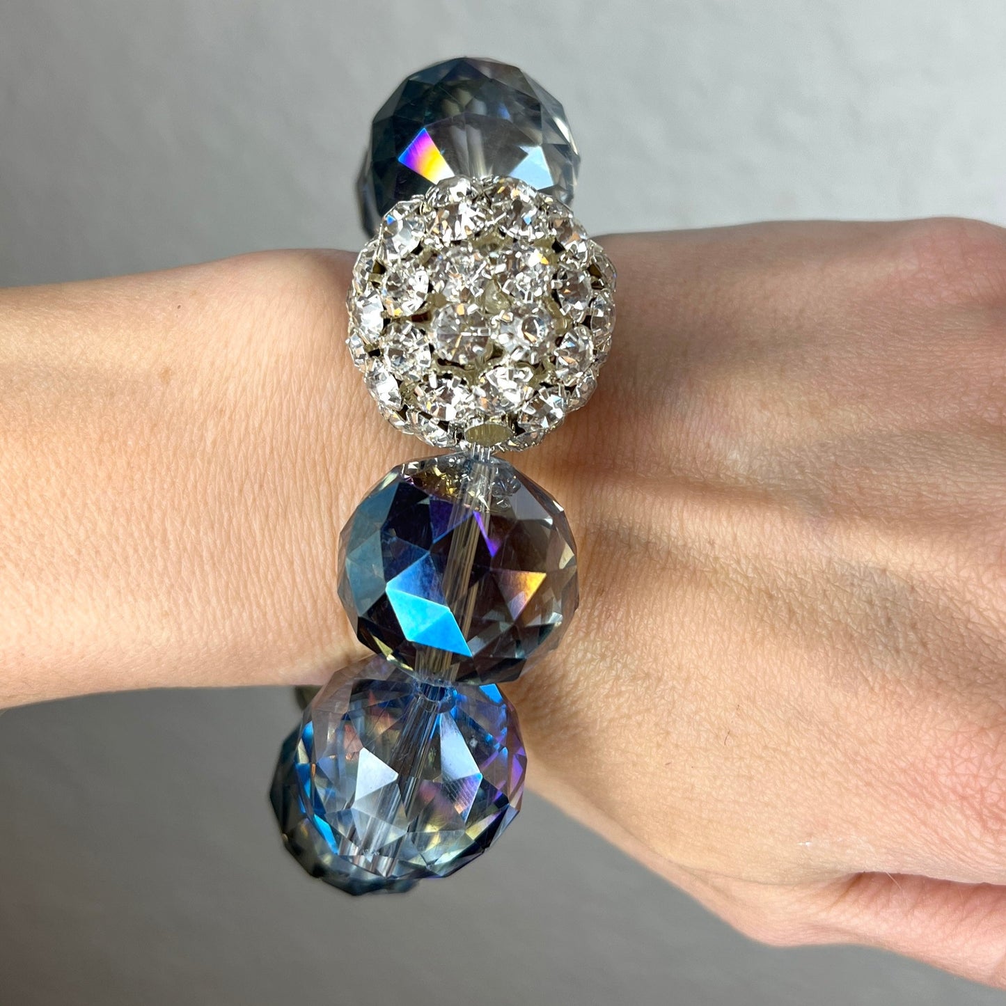 Crystal Sphere Disco Ball Stretch Bracelet - Born To Glam Born To Glam