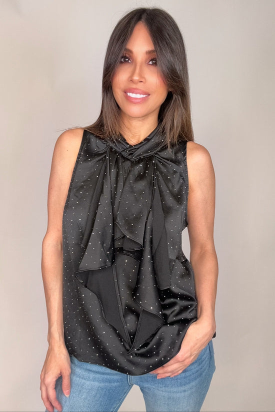 Black Rhinestone Embellished Top - Born To Glam Born To Glam