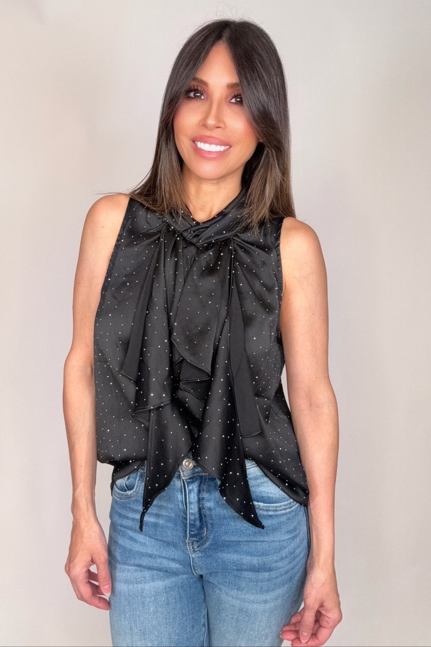 Black Rhinestone Embellished Top - Born To Glam Born To Glam