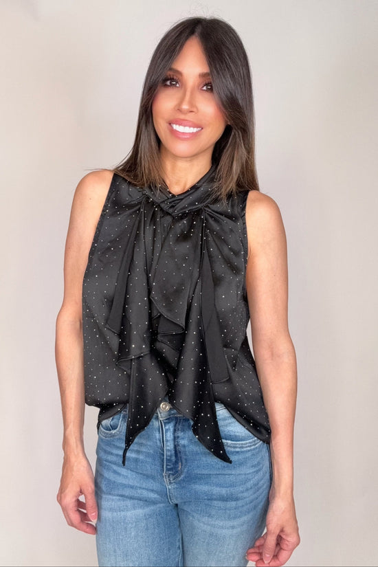 Black Rhinestone Embellished Top - Born To Glam Born To Glam