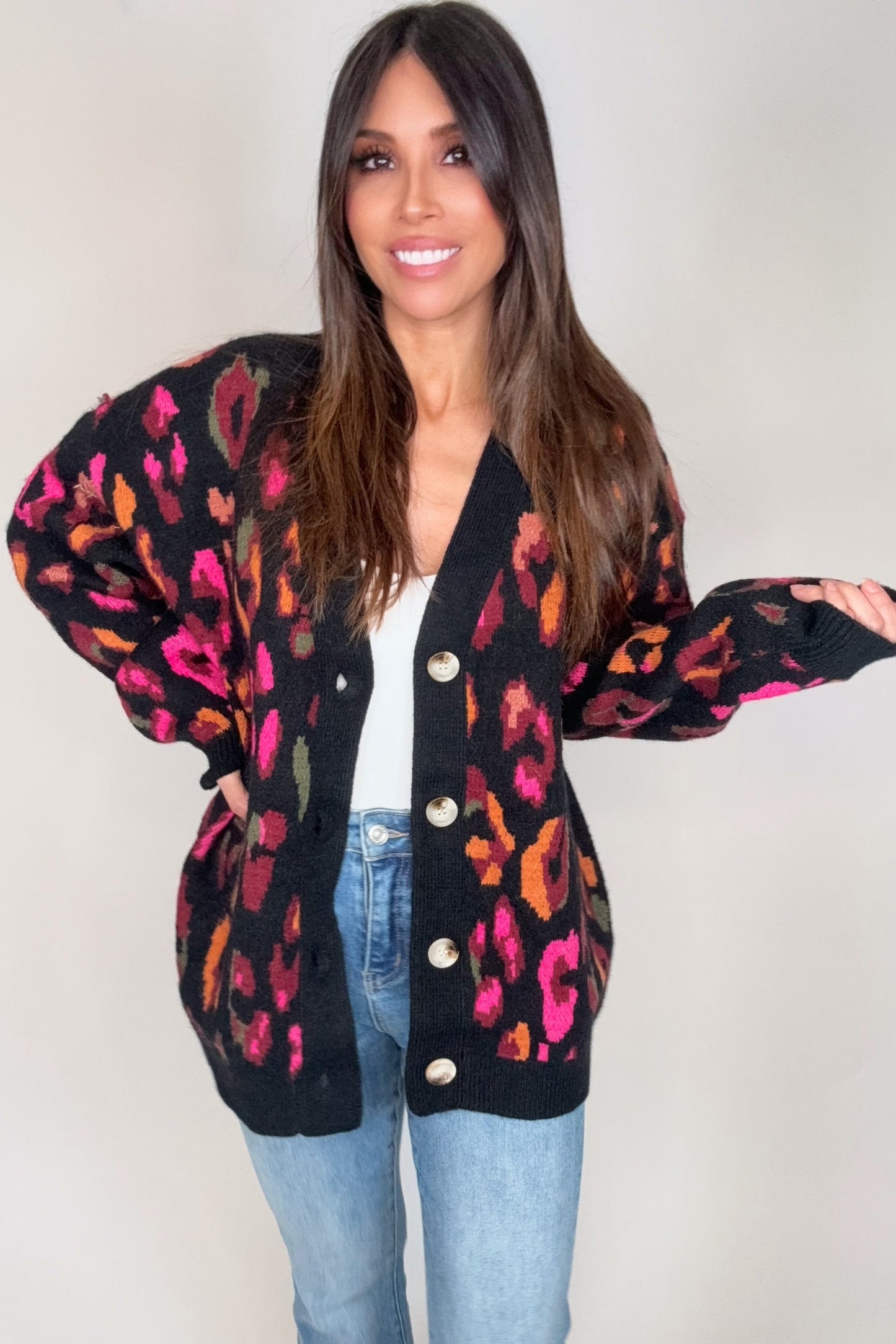 Black Leopard Print Oversized Sweater - Born To Glam Born To Glam