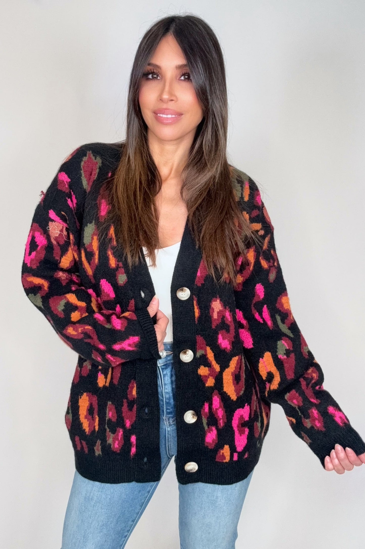 Black Leopard Print Oversized Sweater - Born To Glam Born To Glam