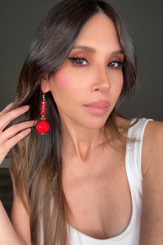 Red Gumball Statement Earring - Born To Glam Born To Glam