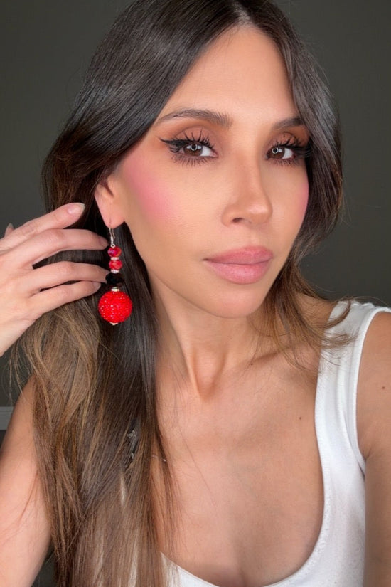 Red & Black Gumball Statement Earring - Born To Glam Born To Glam