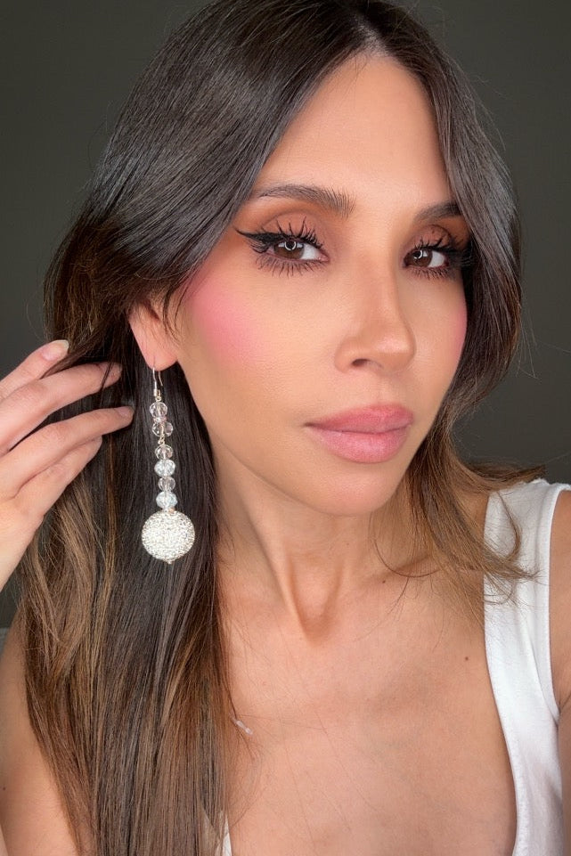 White Gumball Crystal Statement Earring - Born To Glam Born To Glam