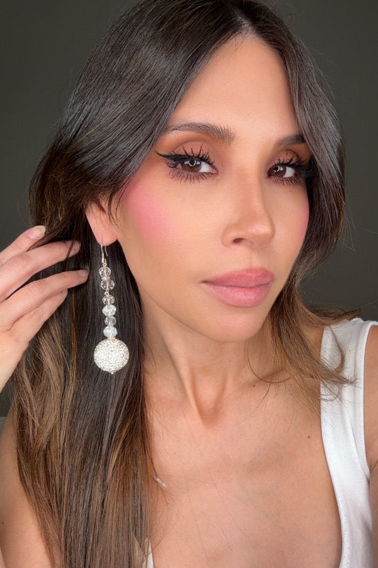 White Gumball Crystal Statement Earring - Born To Glam Born To Glam