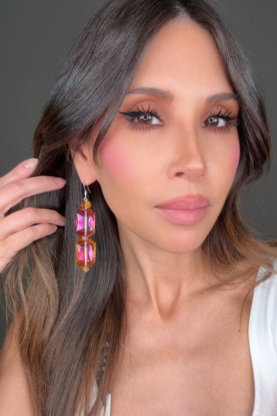 Rose Green 2 Tier Crystal Dangle Earring - Born To Glam Born To Glam