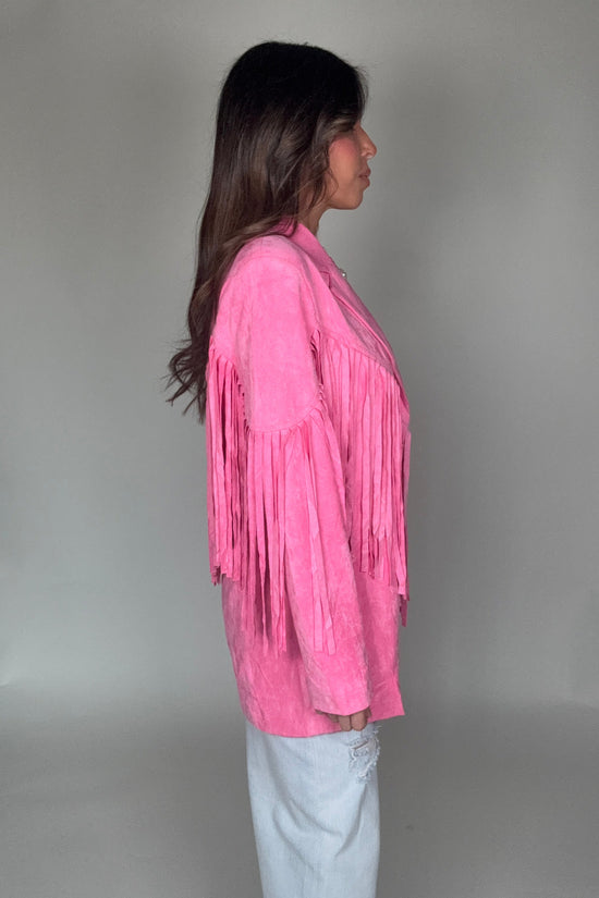 Lightweight Suede Fringe Open Tunic Western Blazer - Born To Glam Born To Glam