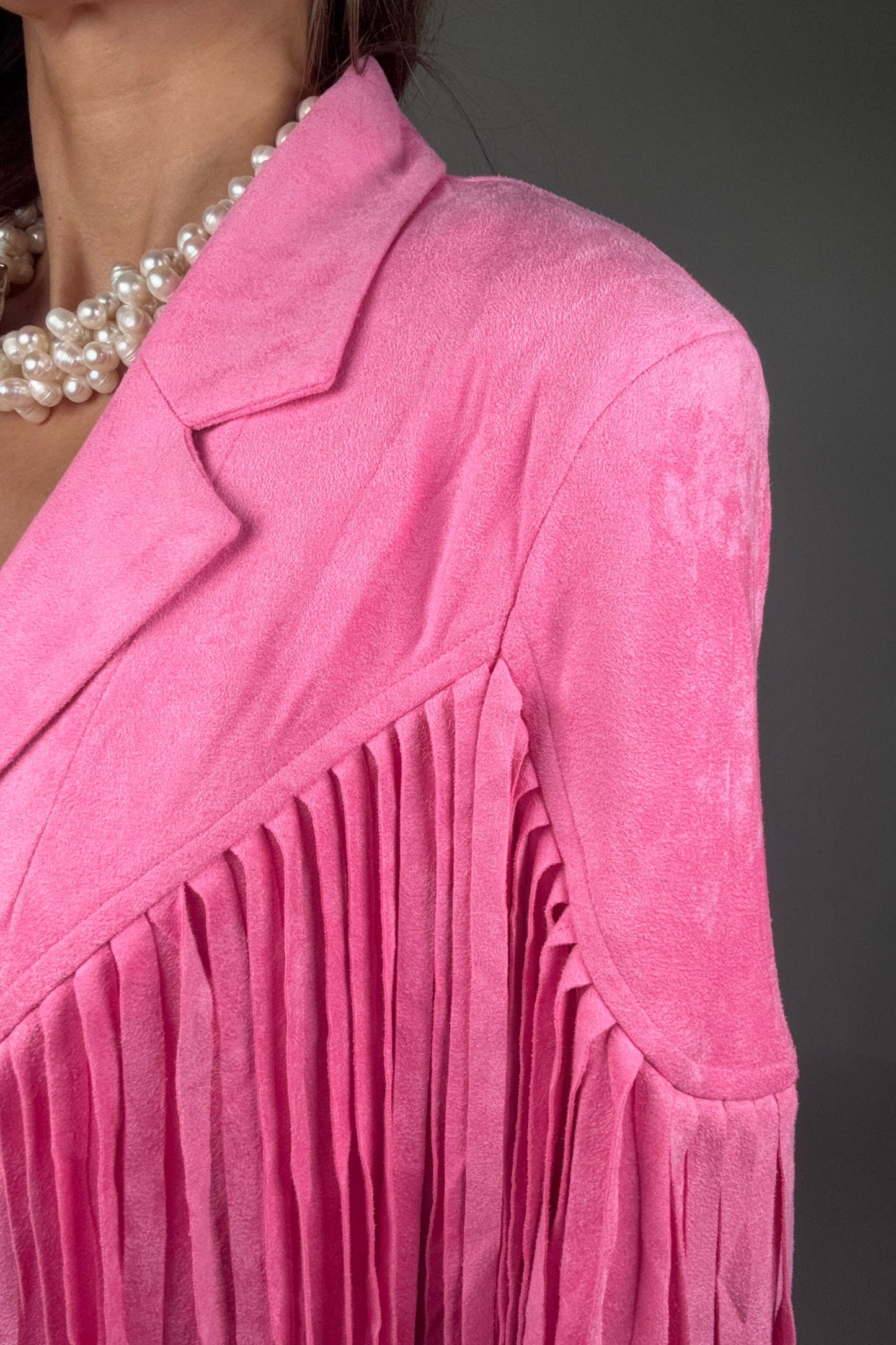 Lightweight Suede Fringe Open Tunic Western Blazer - Born To Glam Born To Glam