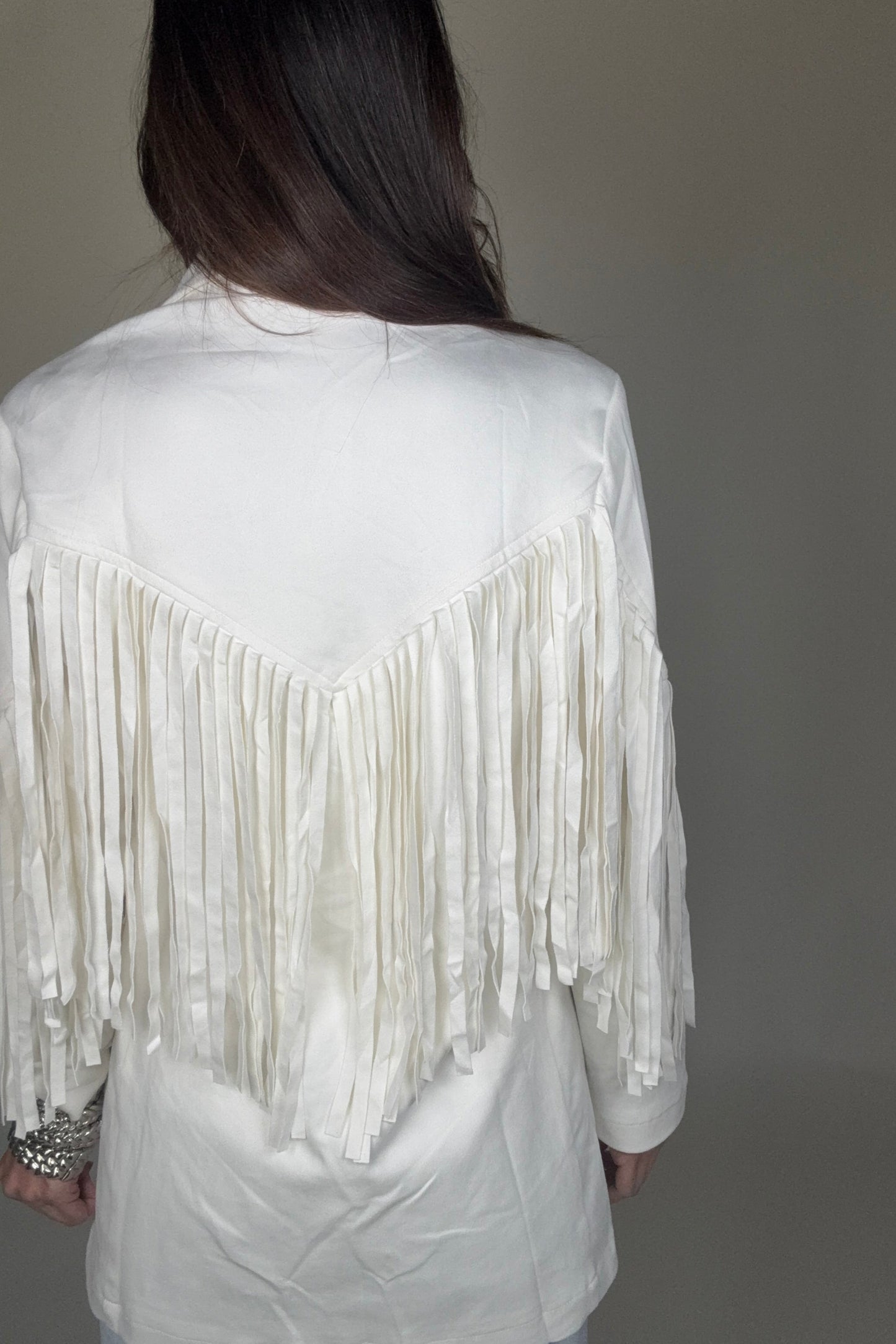 Lightweight Suede Fringe Open Tunic Western Blazer - Born To Glam Born To Glam