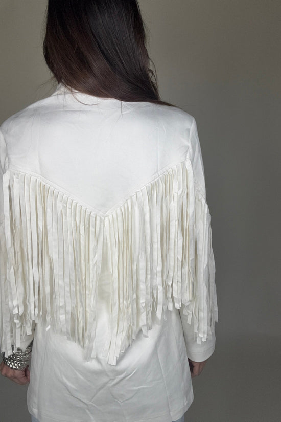 Lightweight Suede Fringe Open Tunic Western Blazer - Born To Glam Born To Glam