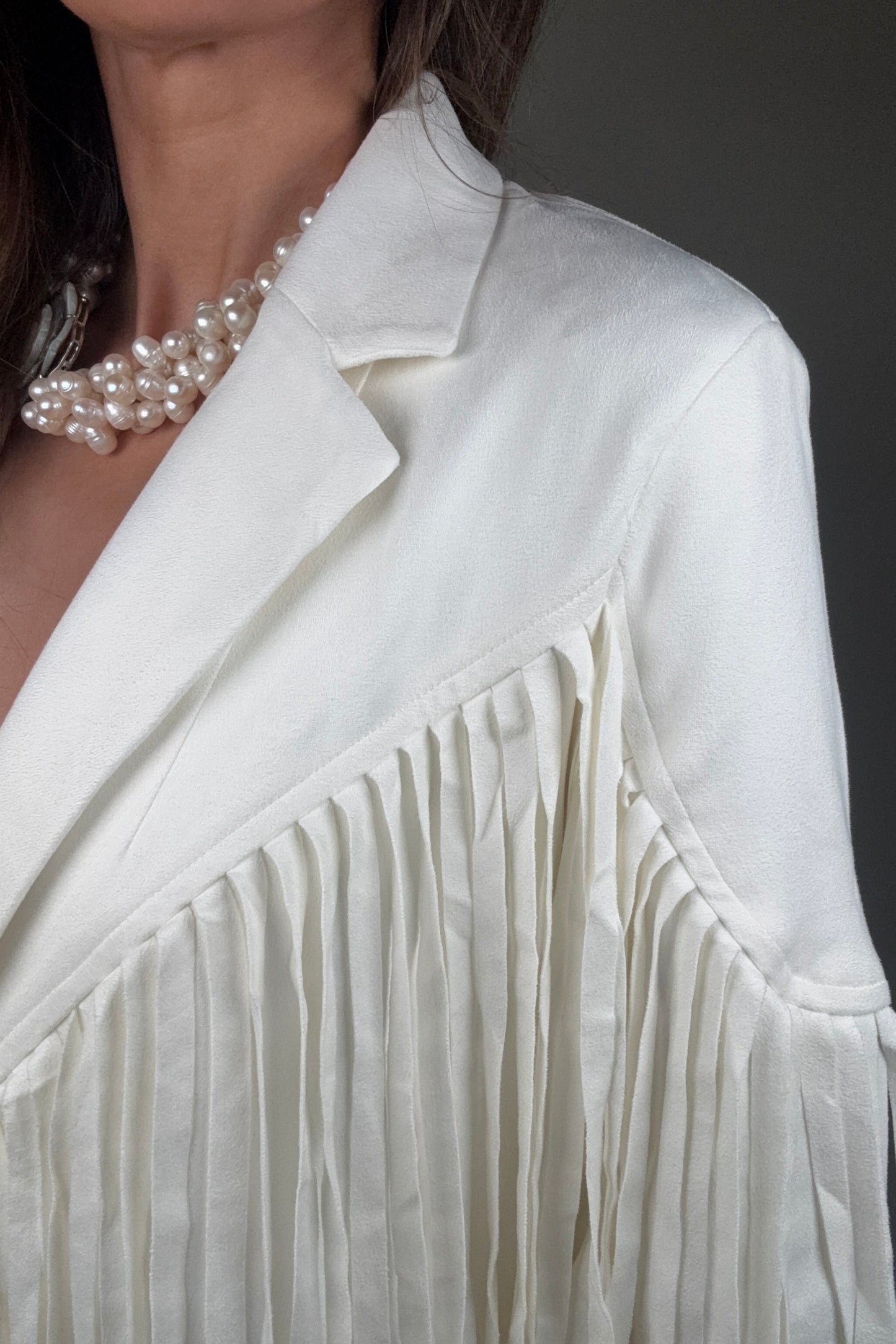Lightweight Suede Fringe Open Tunic Western Blazer - Born To Glam Born To Glam