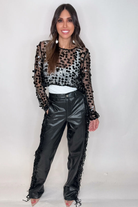 Shimmer Lane Faux Leather Fringe Pants - Born To Glam Born To Glam