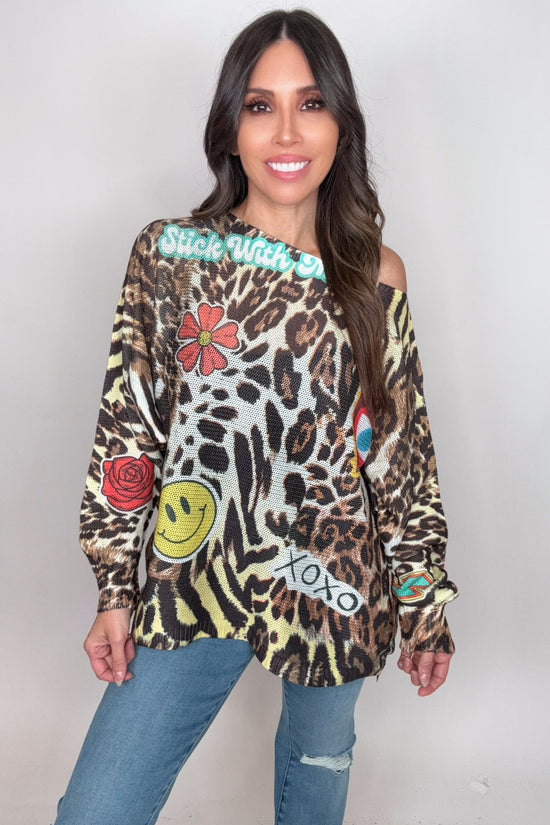 Stick With Me XoXo Round Neck Printed Sweater - Born To Glam Born To Glam