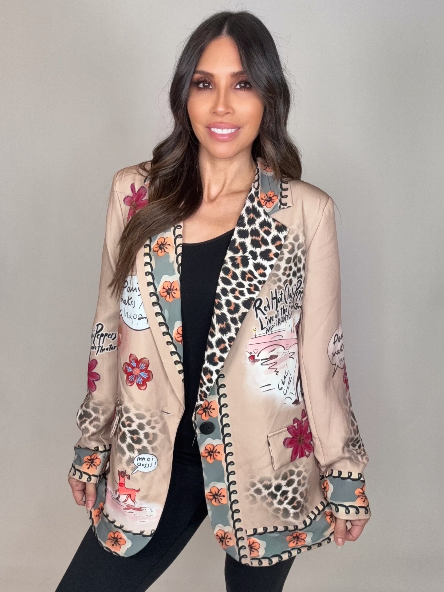 Italian Parisian Chic Print Blazer - Born To Glam Born To Glam