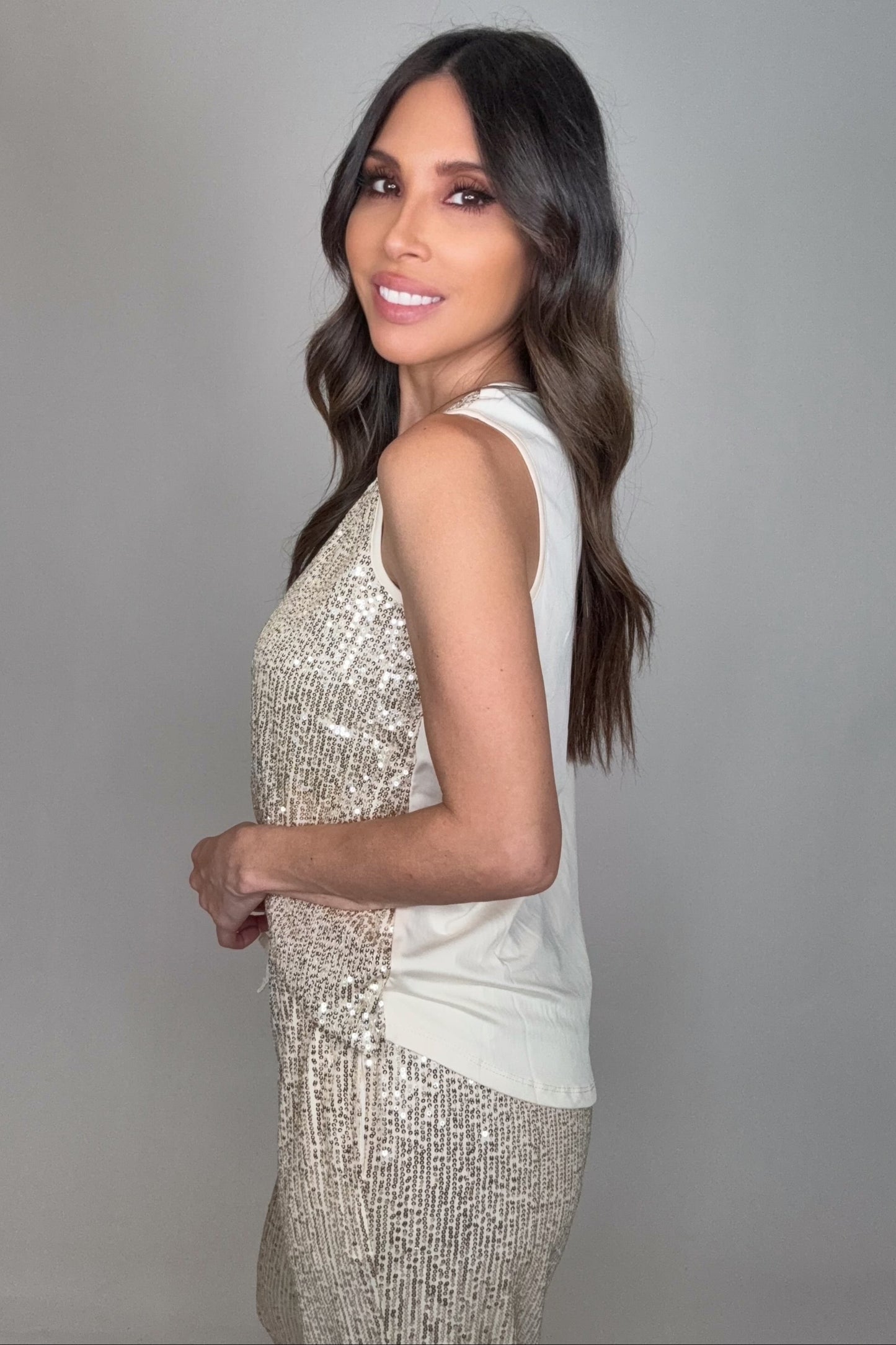 Gold Sequin Tank Top - Born To Glam Born To Glam