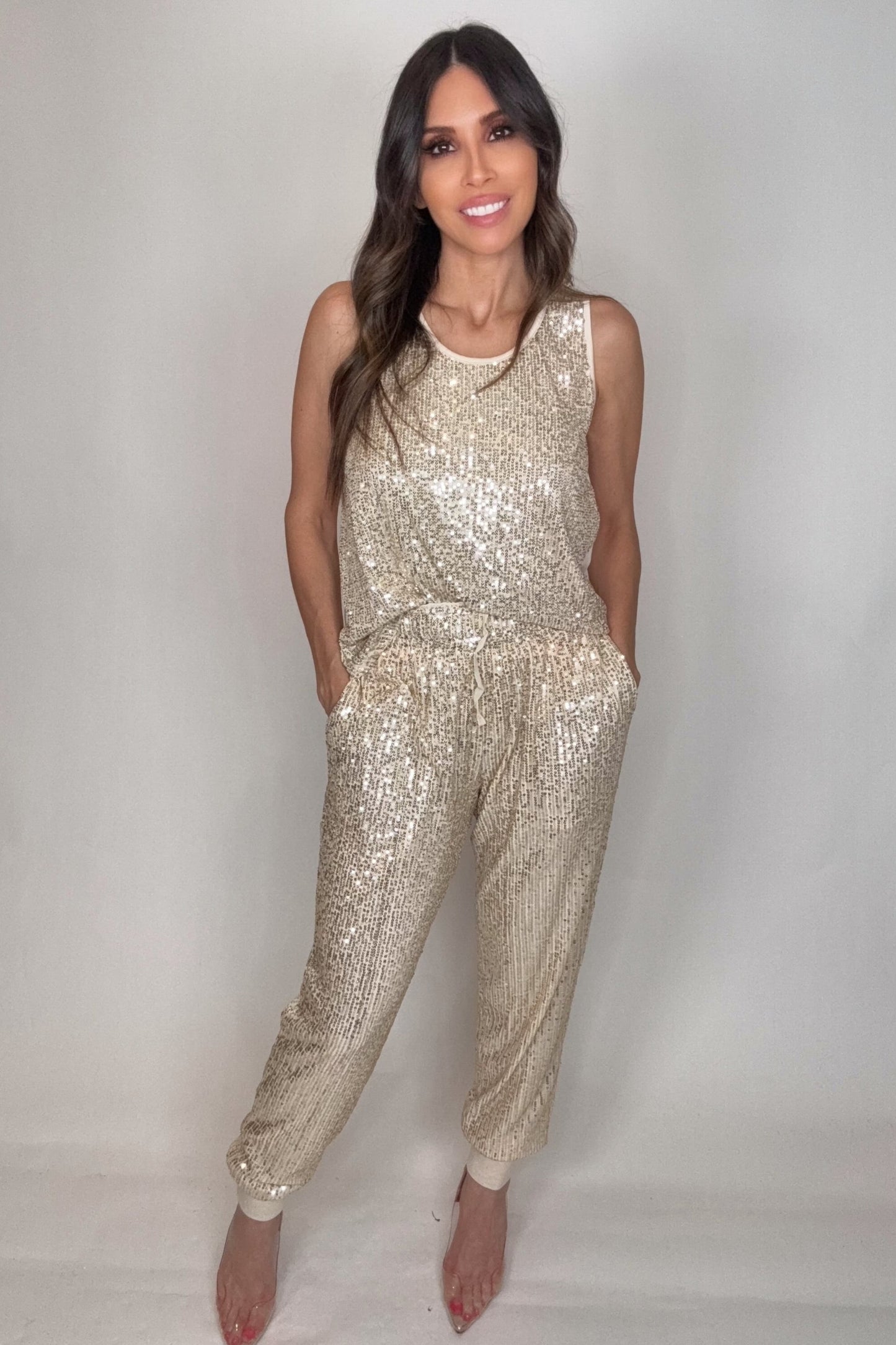 Gold Sequin Jogger Pants - Born To Glam Born To Glam