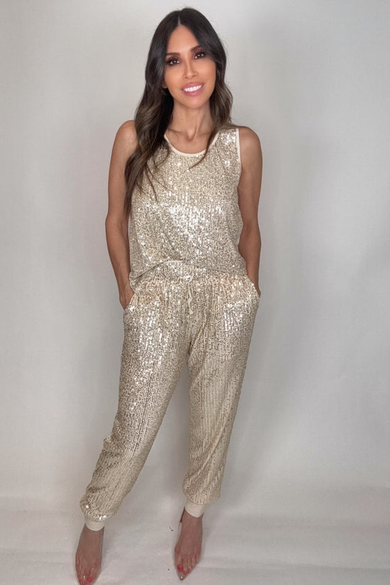 Gold Sequin Tank Top - Born To Glam Born To Glam