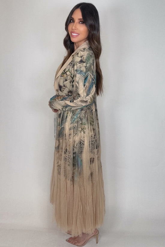 Turquoise Floral Cardigan Blazer - Born To Glam Born To Glam