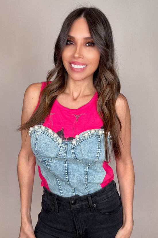 Pink Corset Sleeveless Top - Born To Glam Born To Glam