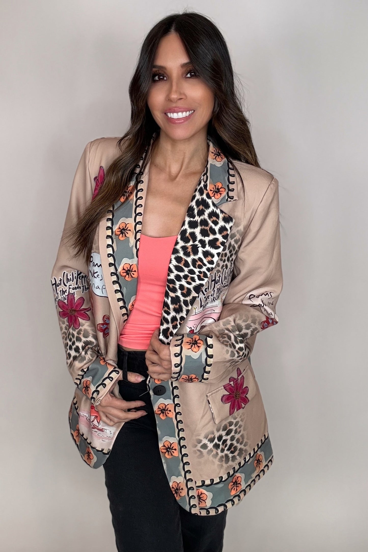 Italian Parisian Chic Print Blazer - Born To Glam Born To Glam