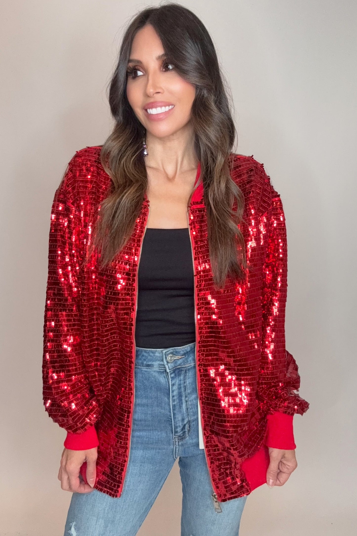 Red Sequin Bomber Jacket - Born To Glam Born To Glam