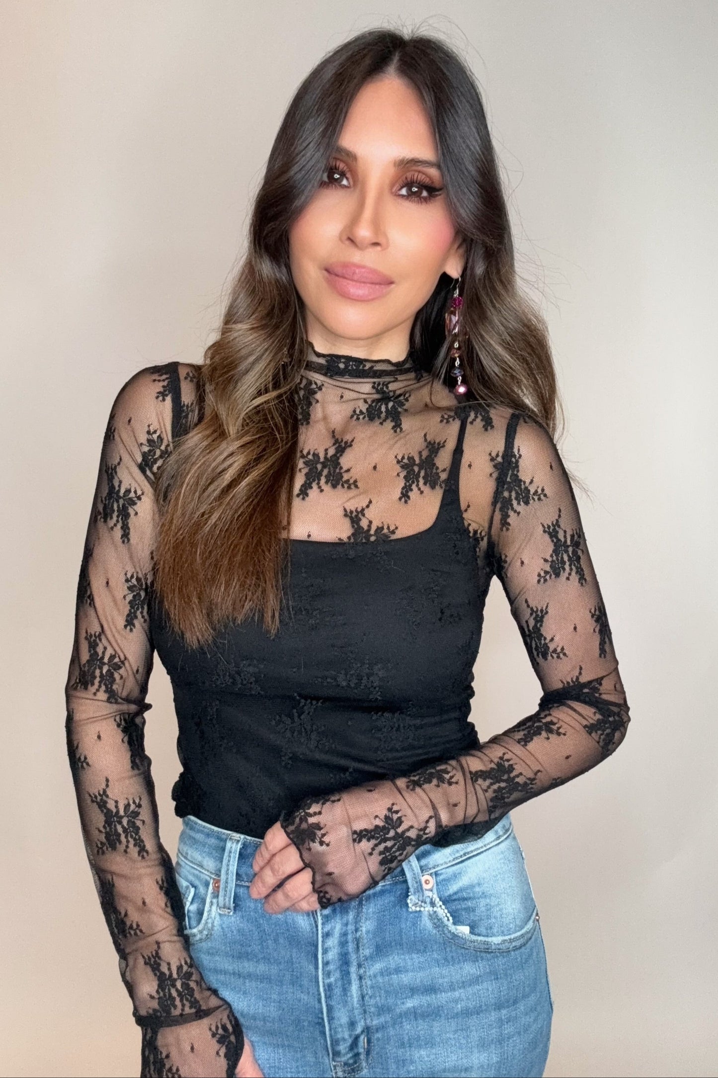 Long Sleeve Mesh Top - Born To Glam Born To Glam