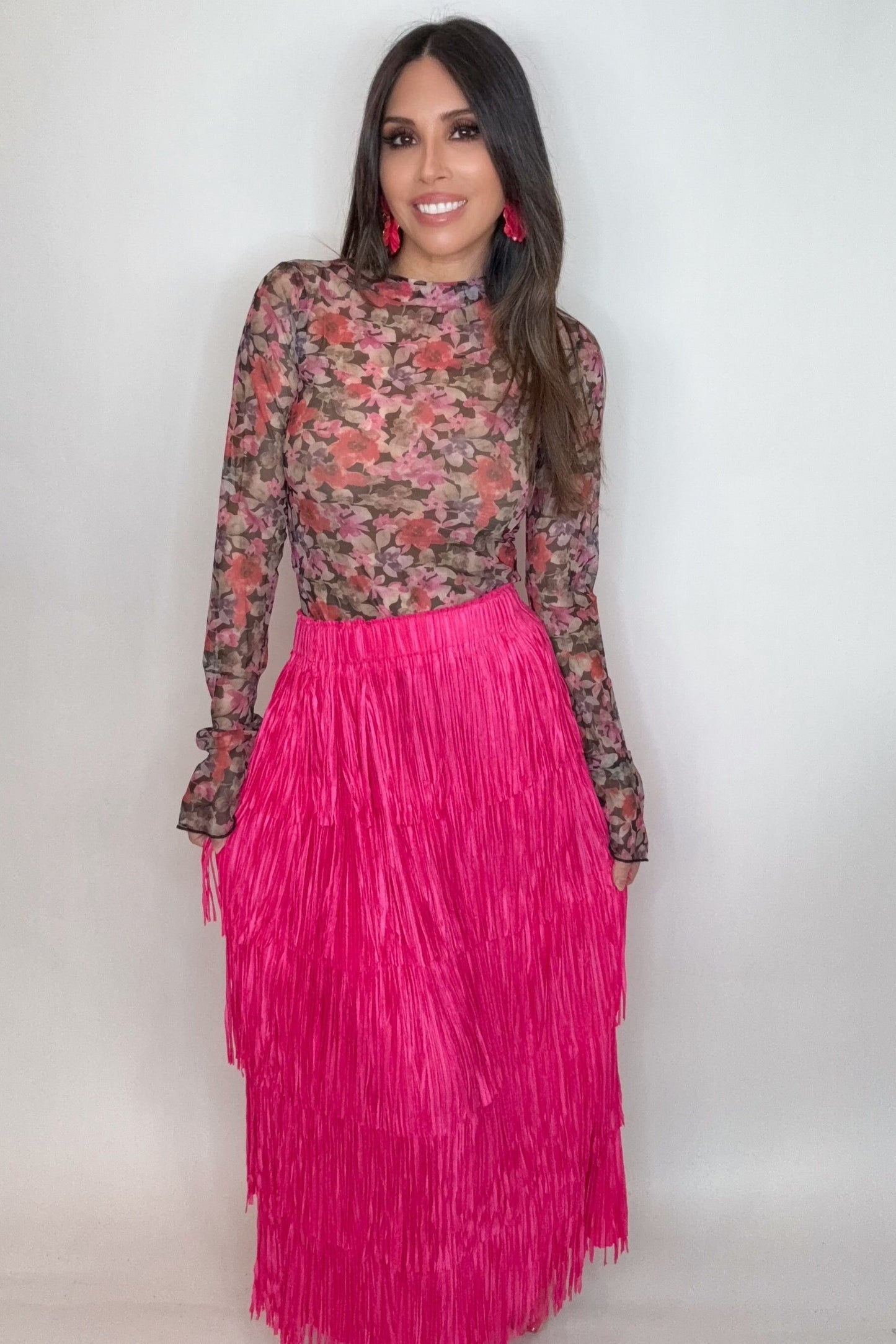 Floral Print Mesh Top - Born To Glam Born To Glam