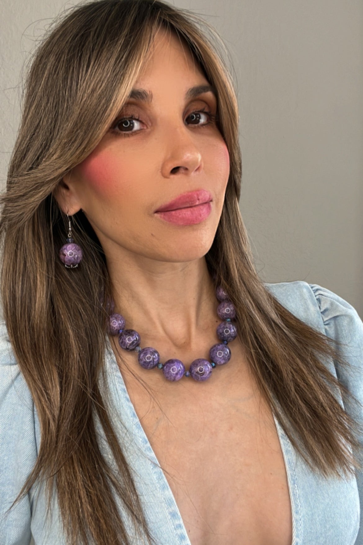 Purple Amethyst 20mm Gemstone Earring - Born To Glam Born To Glam