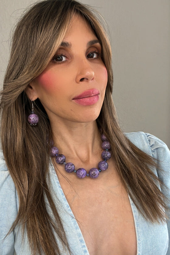 Purple Amethyst 20mm Gemstone Earring - Born To Glam Born To Glam