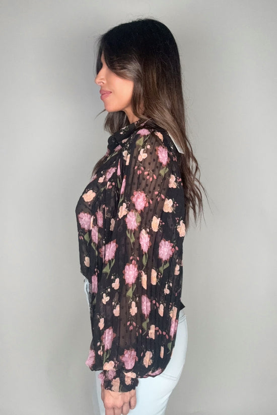 Black Floral Print Blouse - Born To Glam Born To Glam