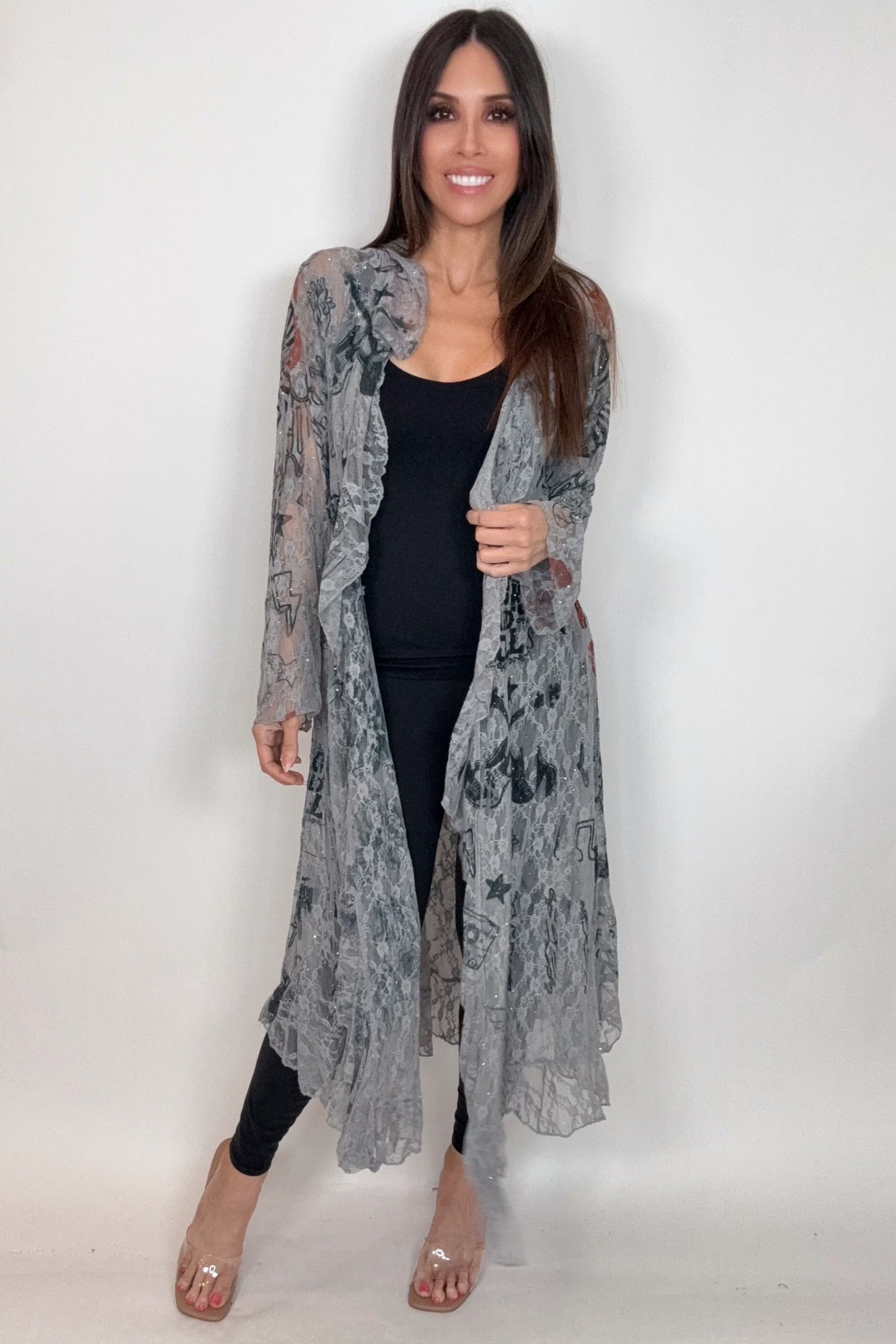 Rock and Roll Lace Ruffle Sparkle Duster - Born To Glam Born To Glam