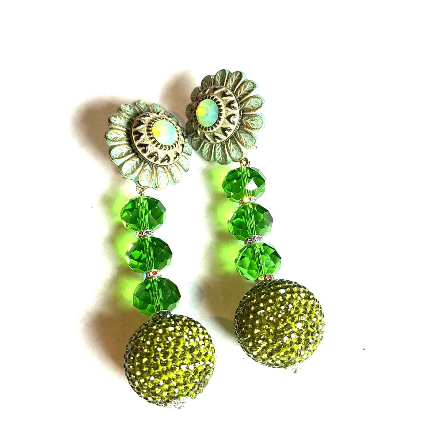 Lime Floral Gumball Statement Earring - Born To Glam Born To Glam