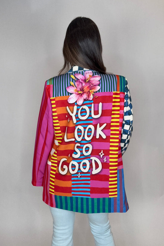 Italian Multi Floral Print Blazer - Born To Glam Born To Glam