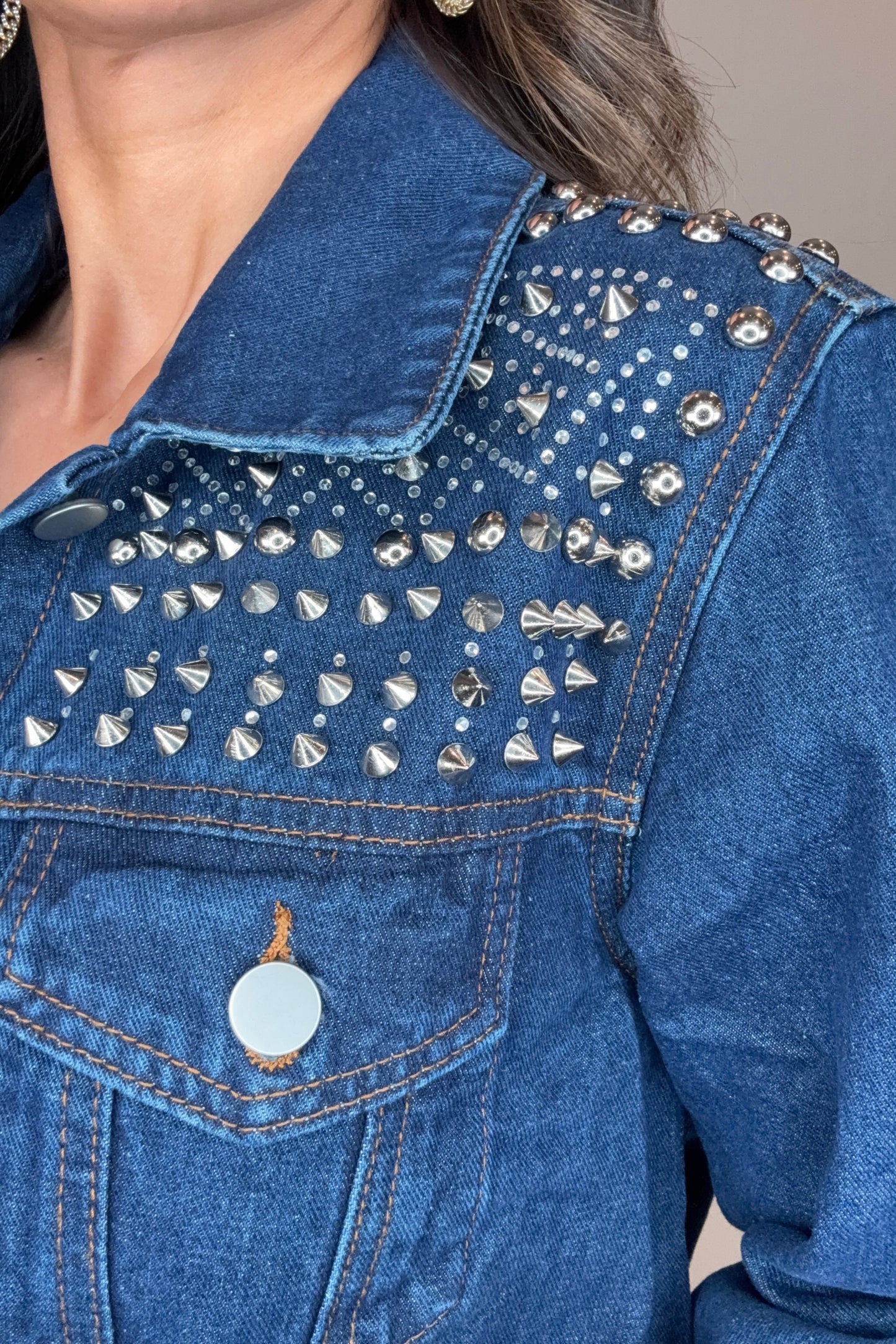 Embellished Dark Denim Jacket - Born To Glam Born To Glam