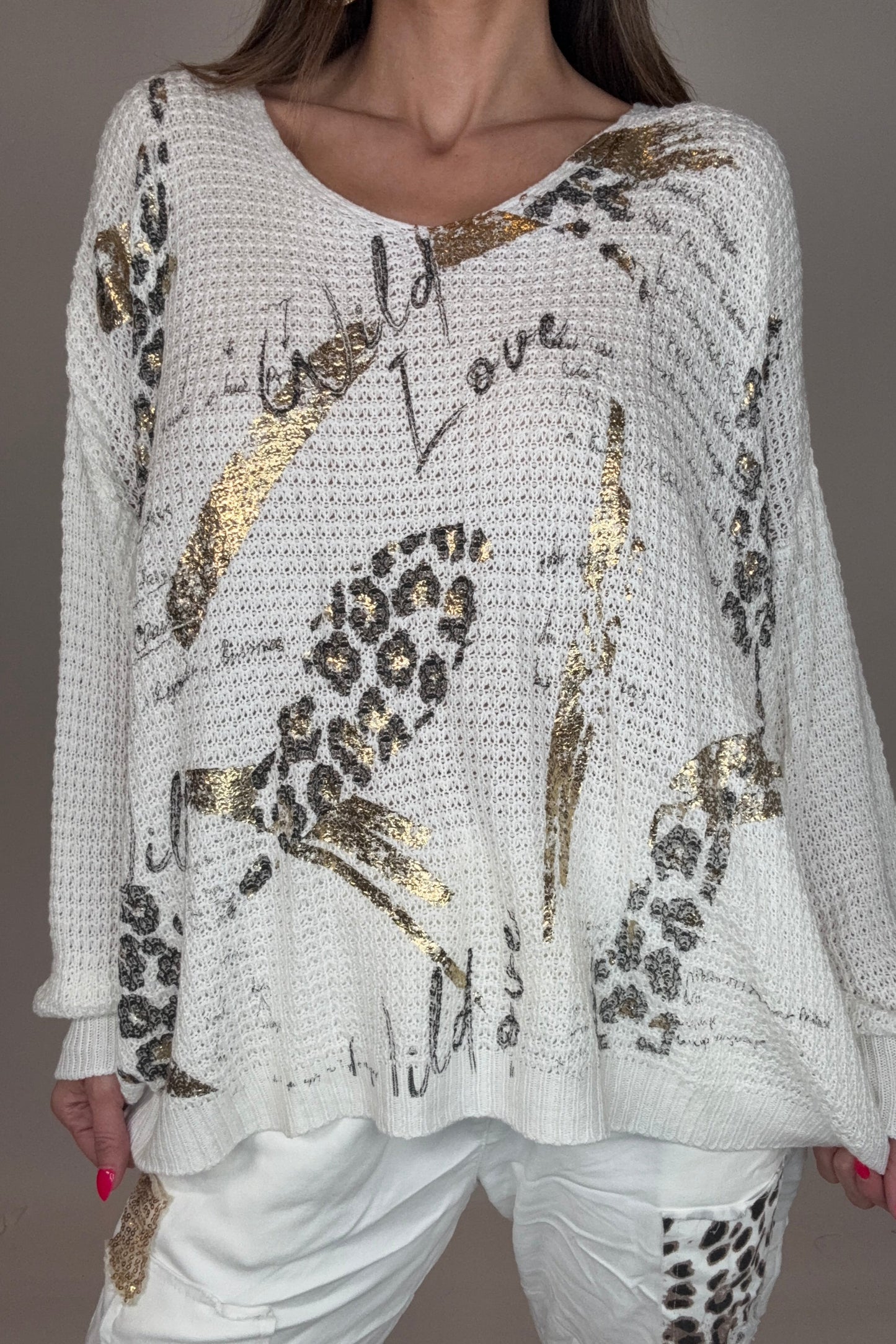 Ivory Wild Love Waffle Knit - Born To Glam Born To Glam